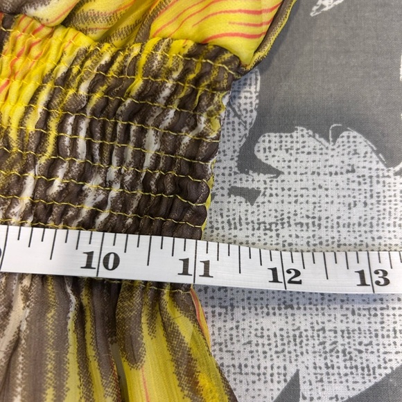 💛”Anthropologie Chaundry KC”Yellow and Brown Mixed Media  Smocked Maxi SunDress🤎 - Picture 11 of 15